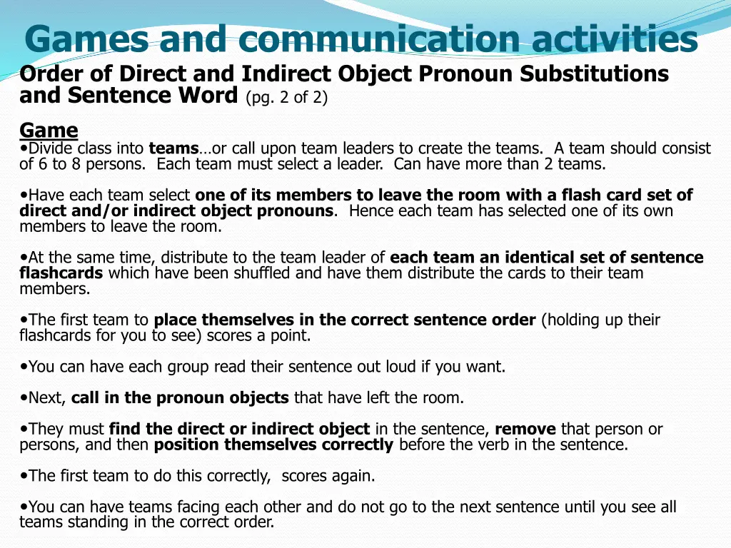 games and communication activities order