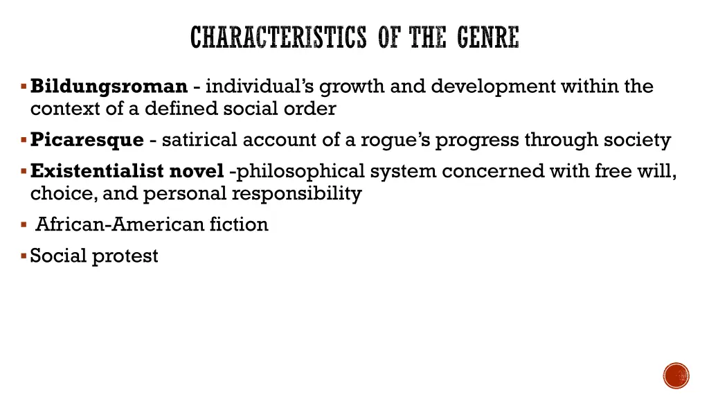 characteristics of the genre