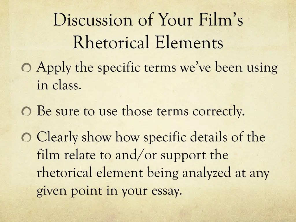 discussion of your film s rhetorical elements