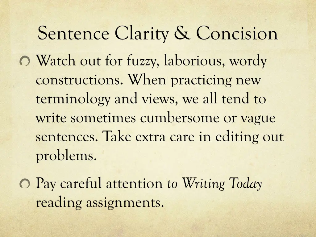 sentence clarity concision watch out for fuzzy