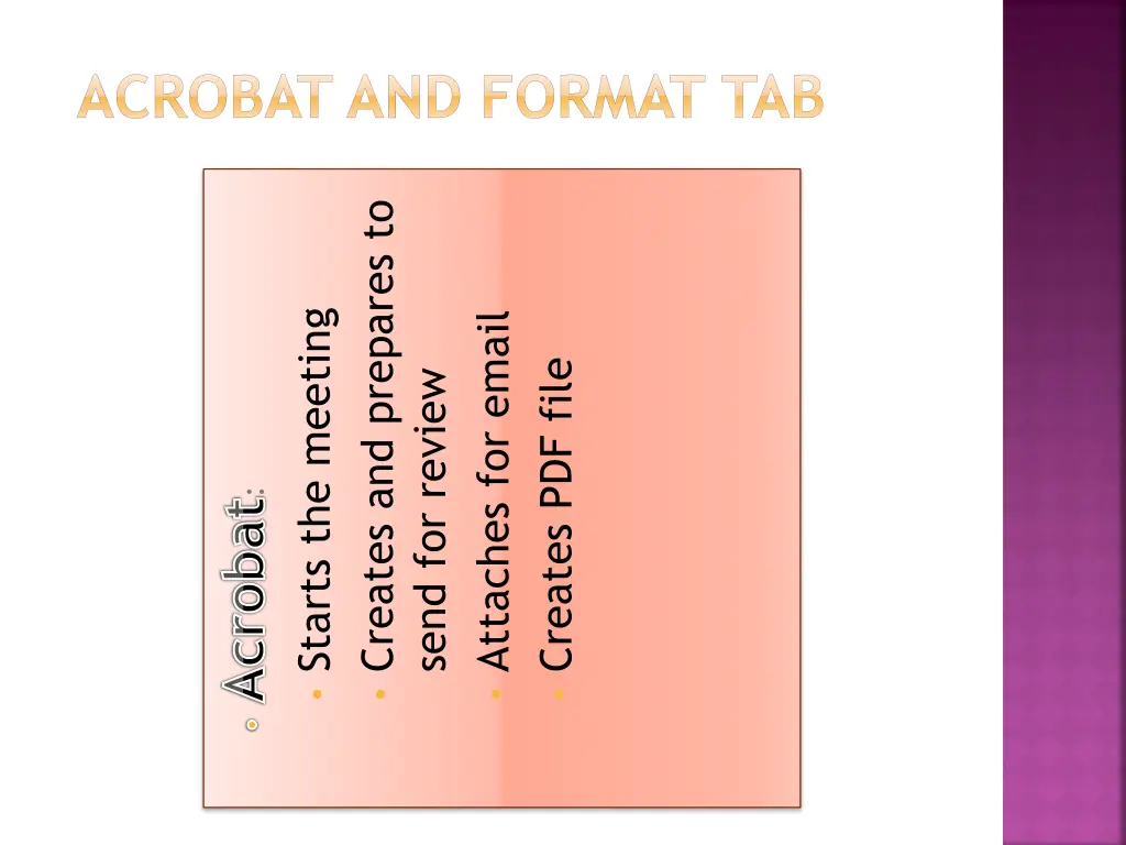 acrobat and format tab