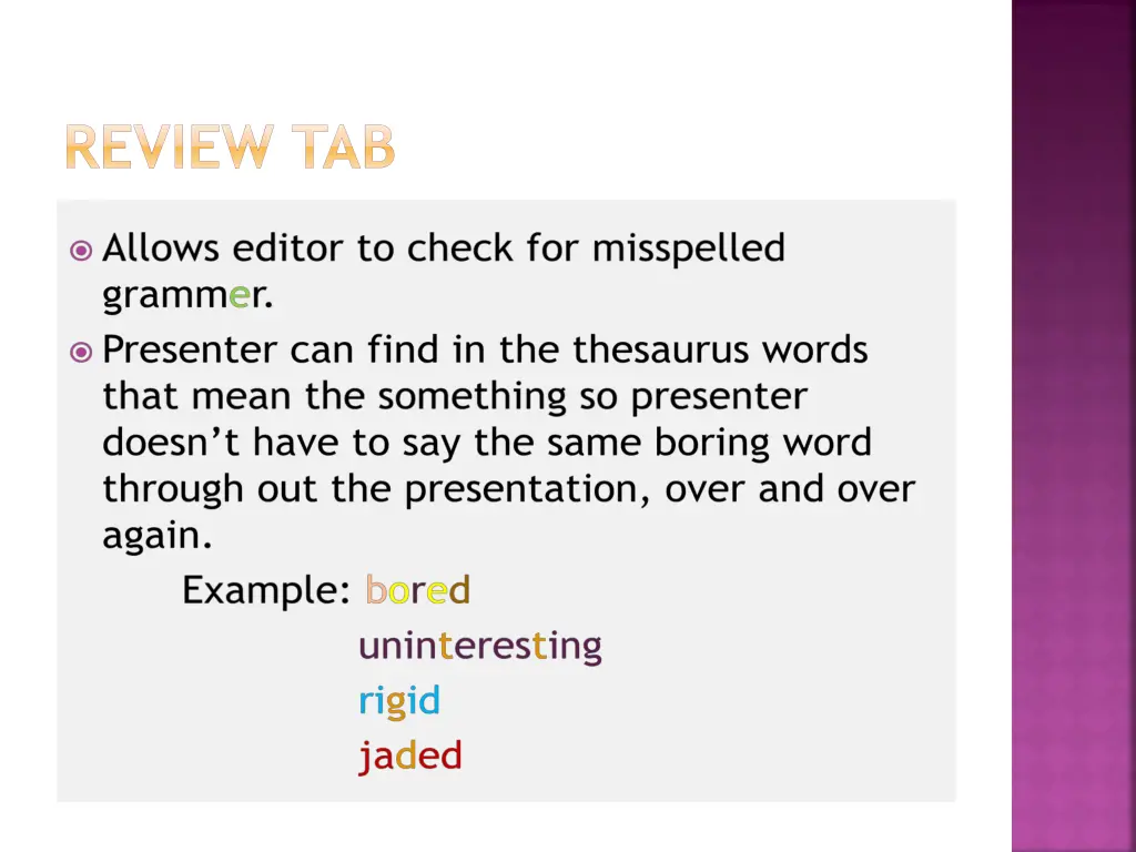 review tab