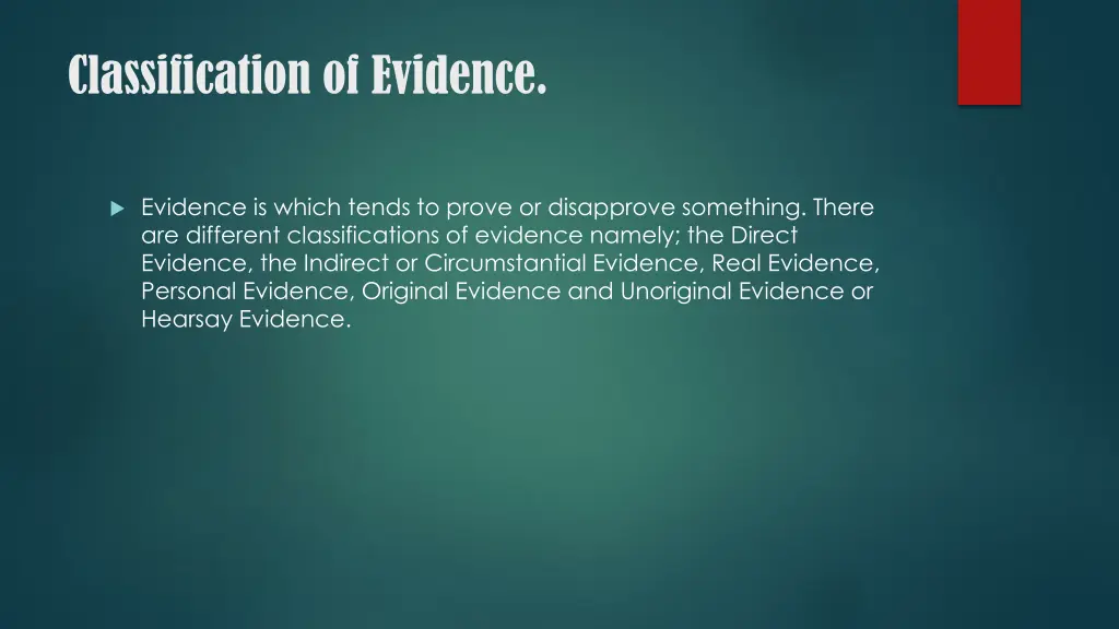 classification of evidence