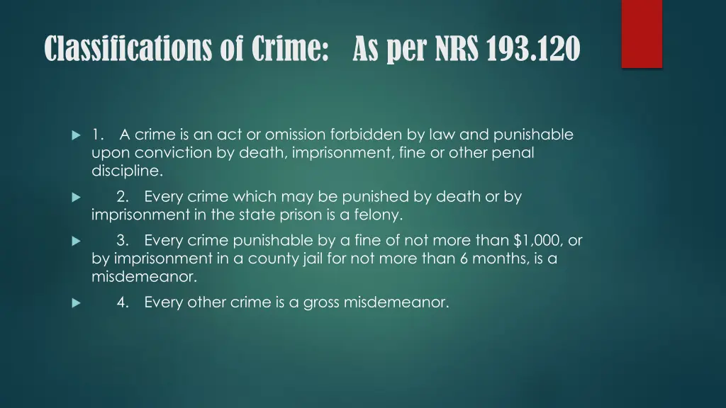 classifications of crime as per nrs 193 120