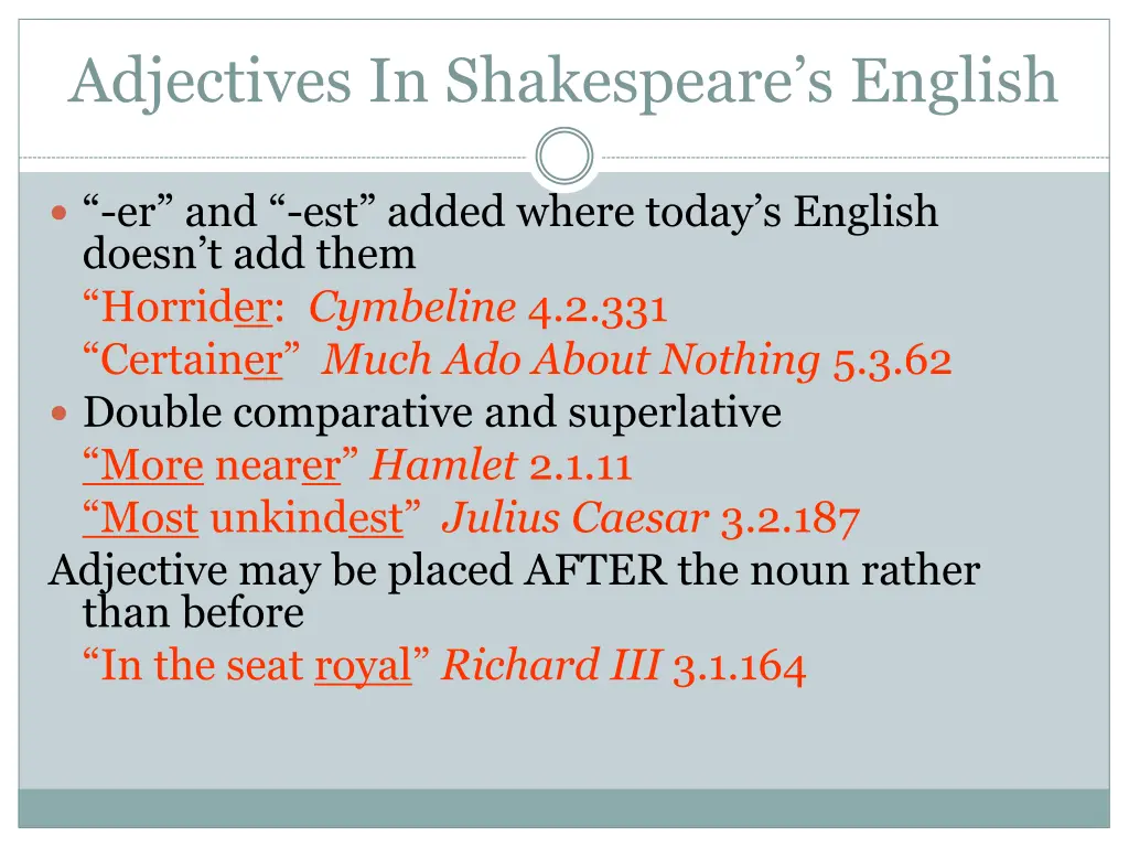 adjectives in shakespeare s english 2