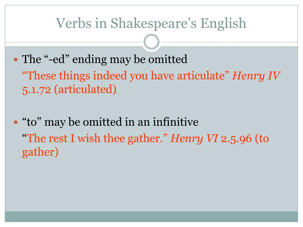 verbs in shakespeare s english