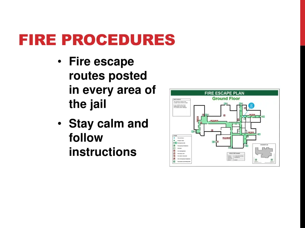 fire procedures fire escape routes posted