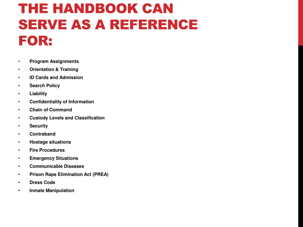 the handbook can serve as a reference for