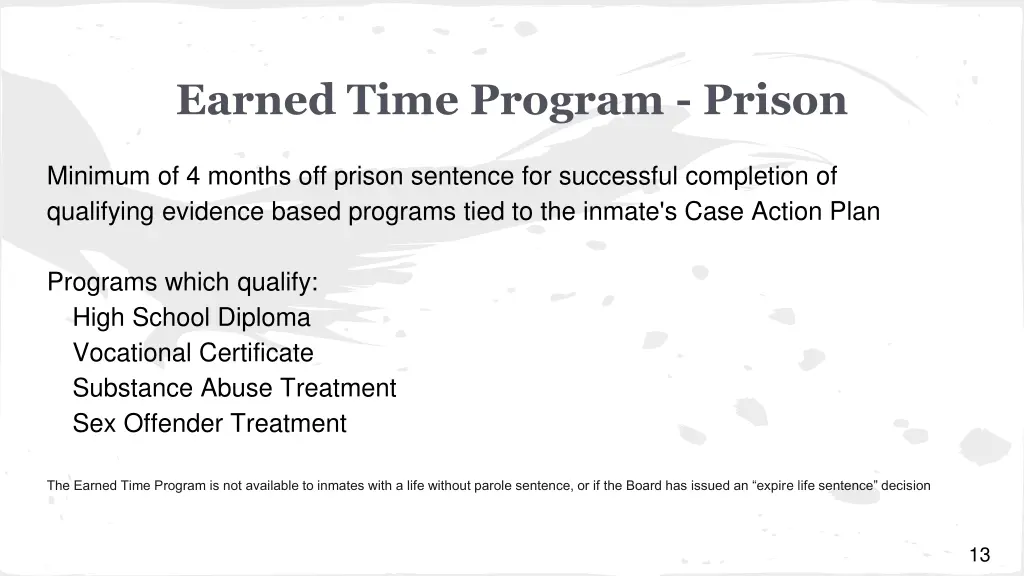 earned time program prison