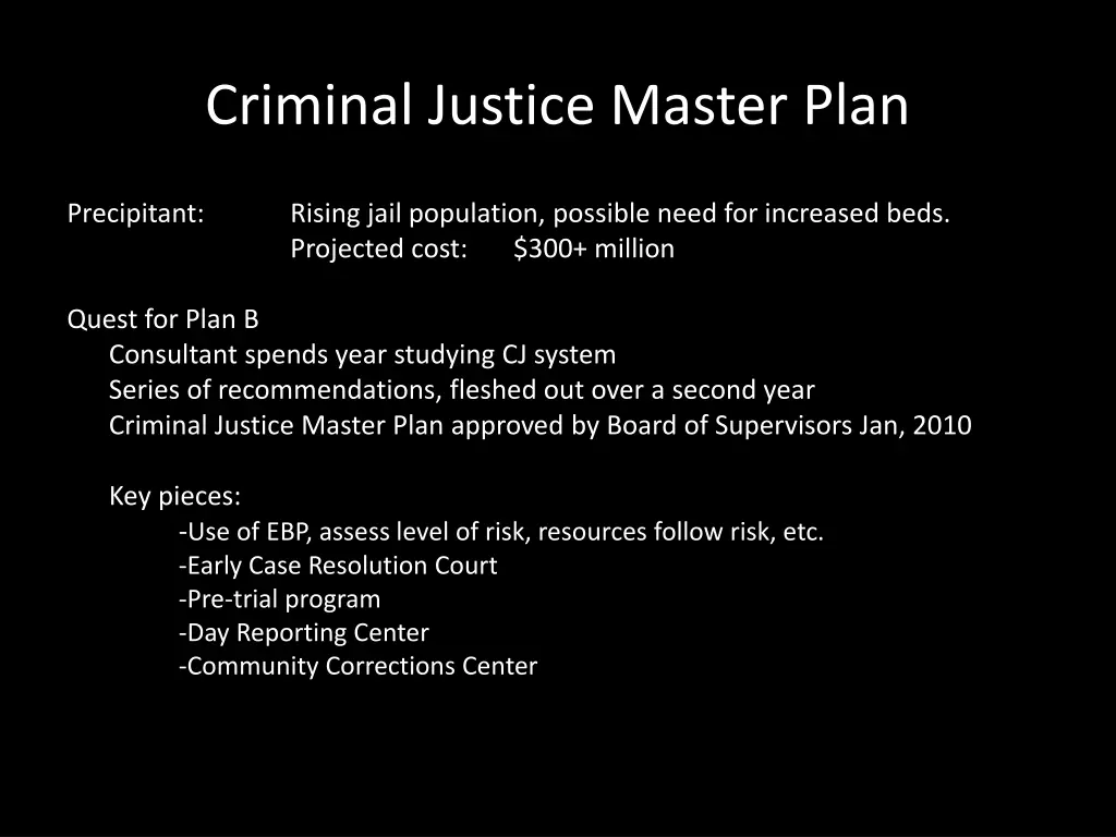 criminal justice master plan