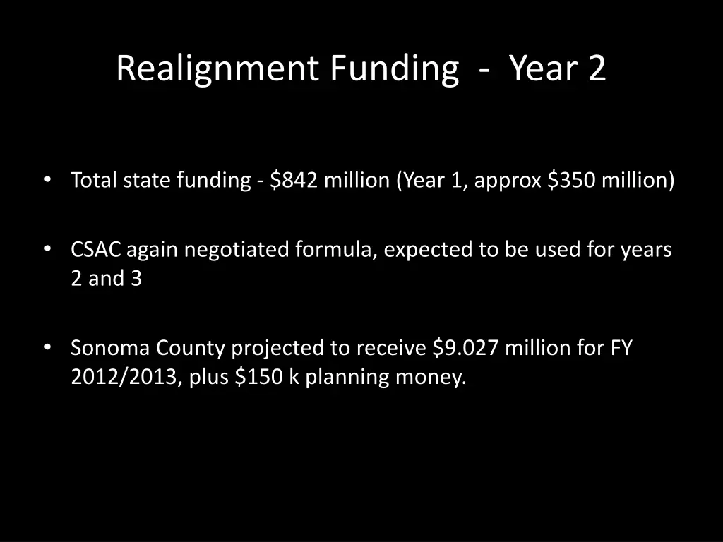 realignment funding year 2