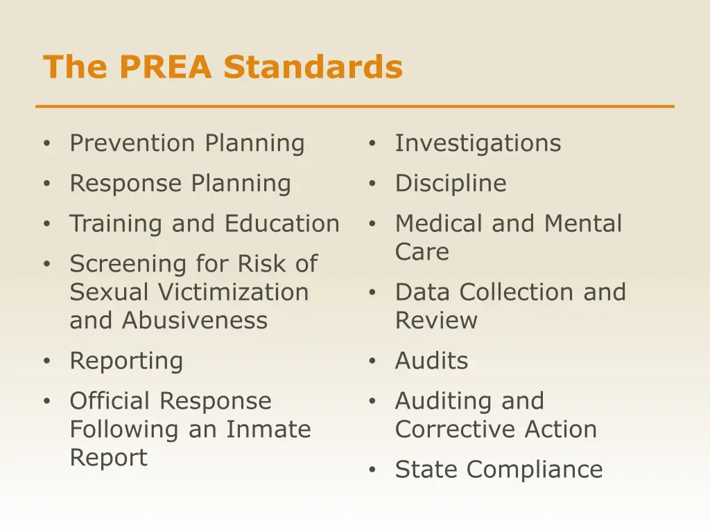 the prea standards