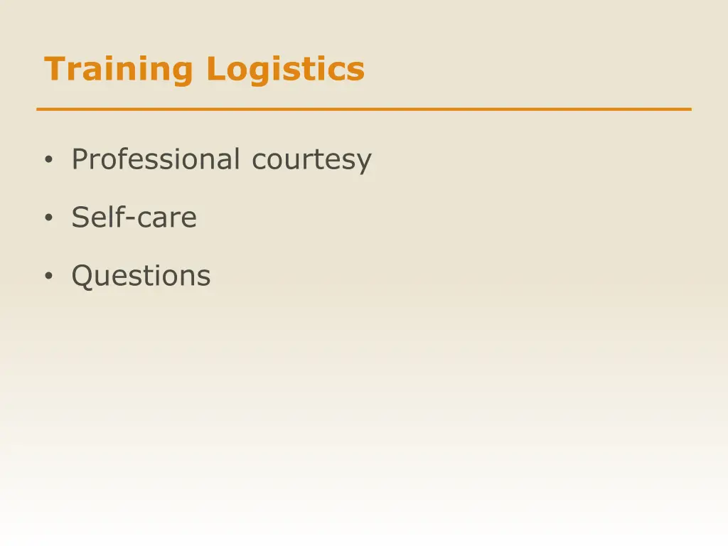 training logistics