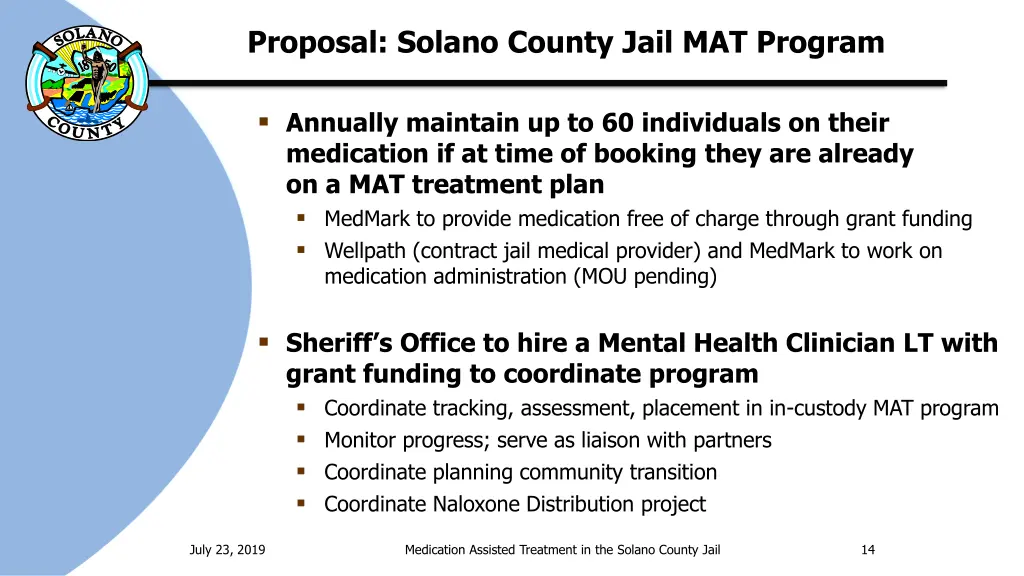 proposal solano county jail mat program