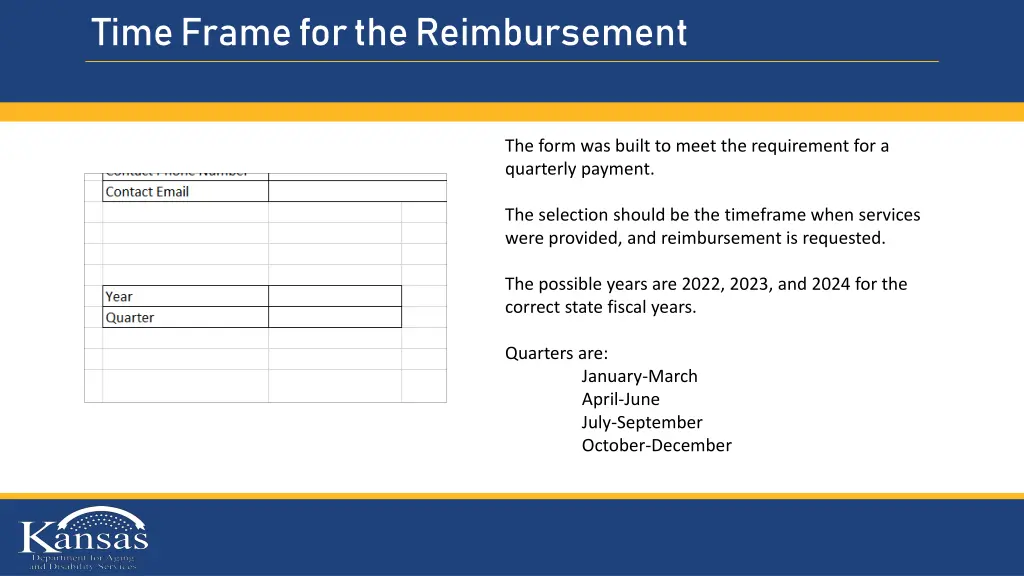 time frame for the reimbursement