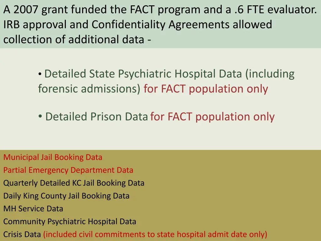 a 2007 grant funded the fact program