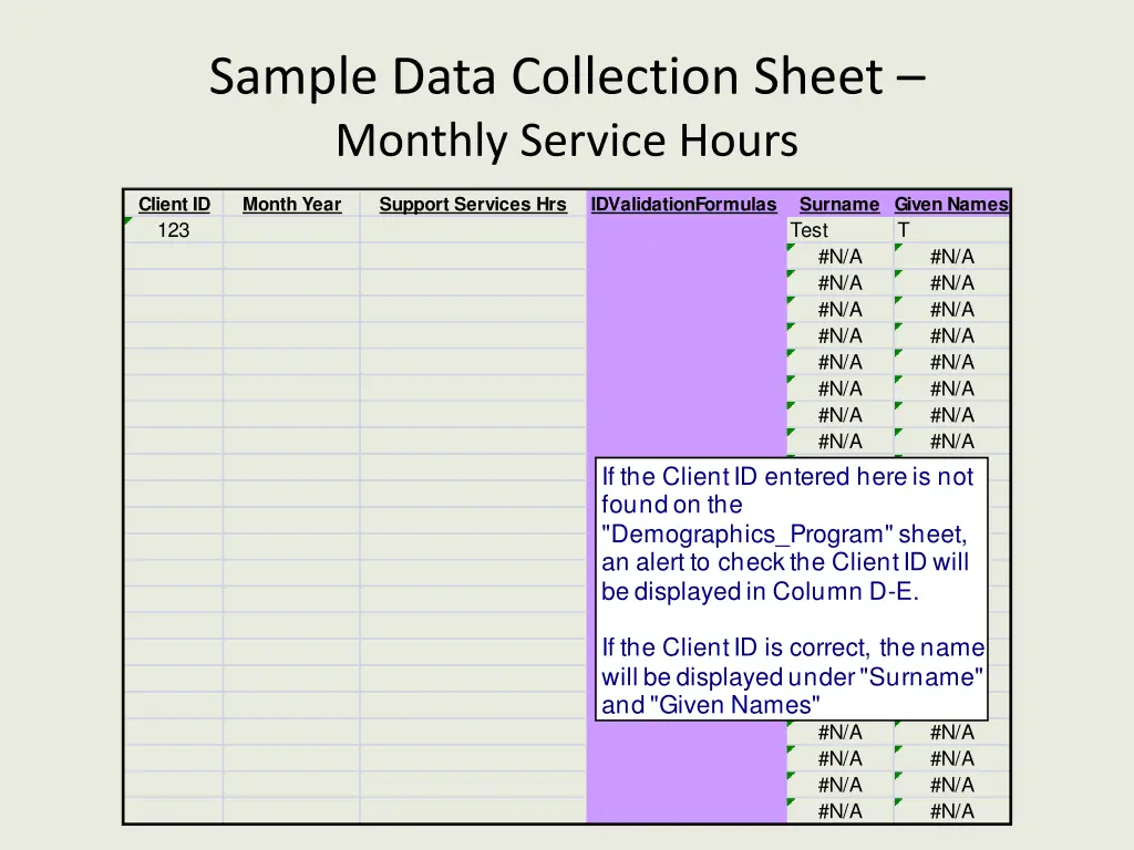 sample data collection sheet monthly service hours