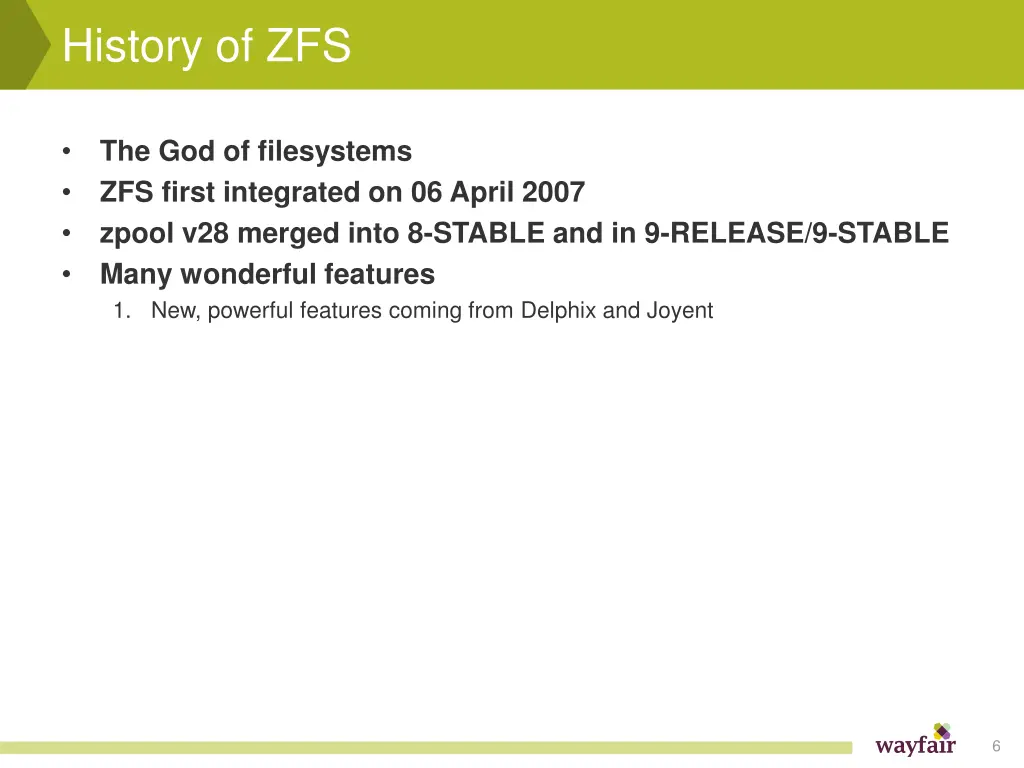 history of zfs