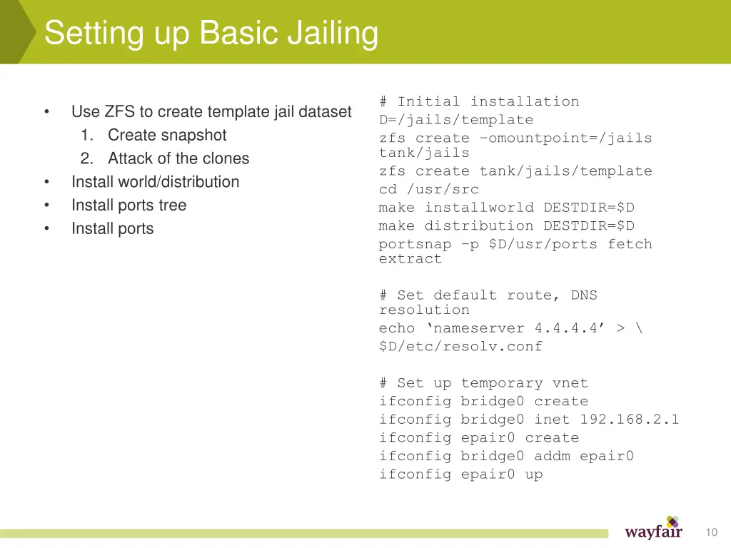 setting up basic jailing