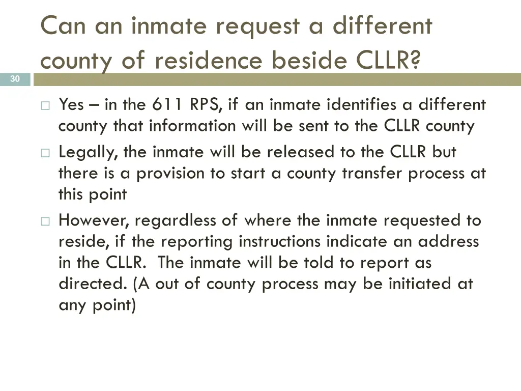 can an inmate request a different county