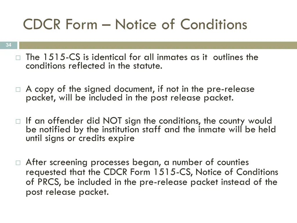 cdcr form notice of conditions