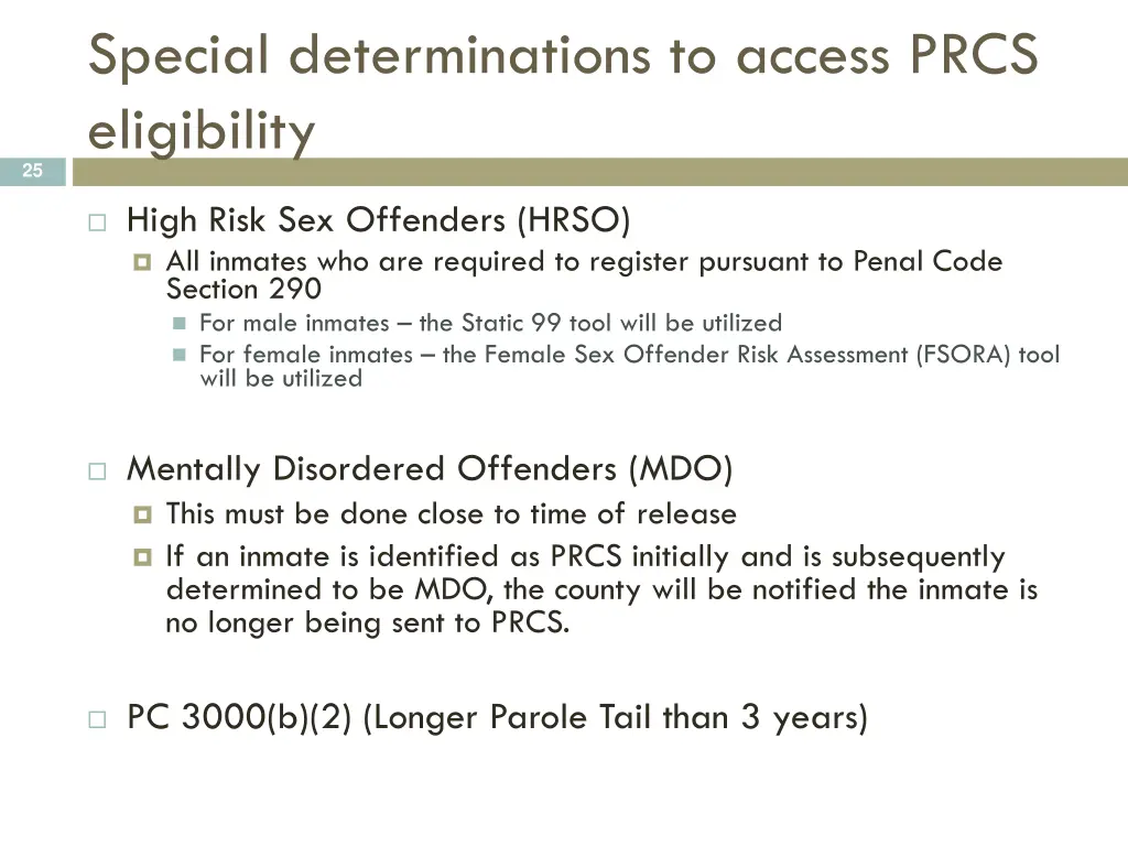 special determinations to access prcs eligibility