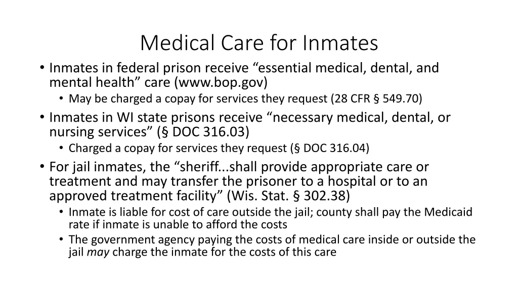 medical care for inmates inmates in federal