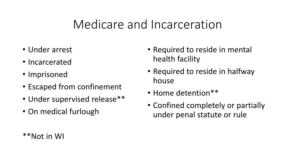 medicare and incarceration