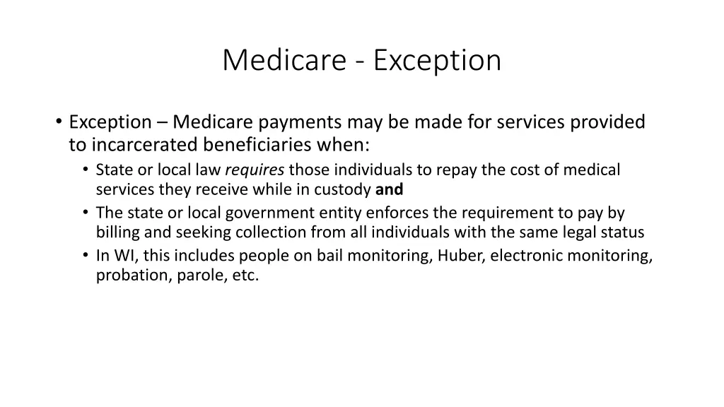 medicare exception