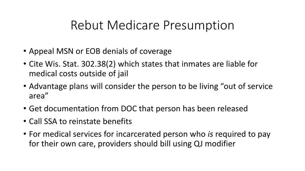 rebut medicare presumption