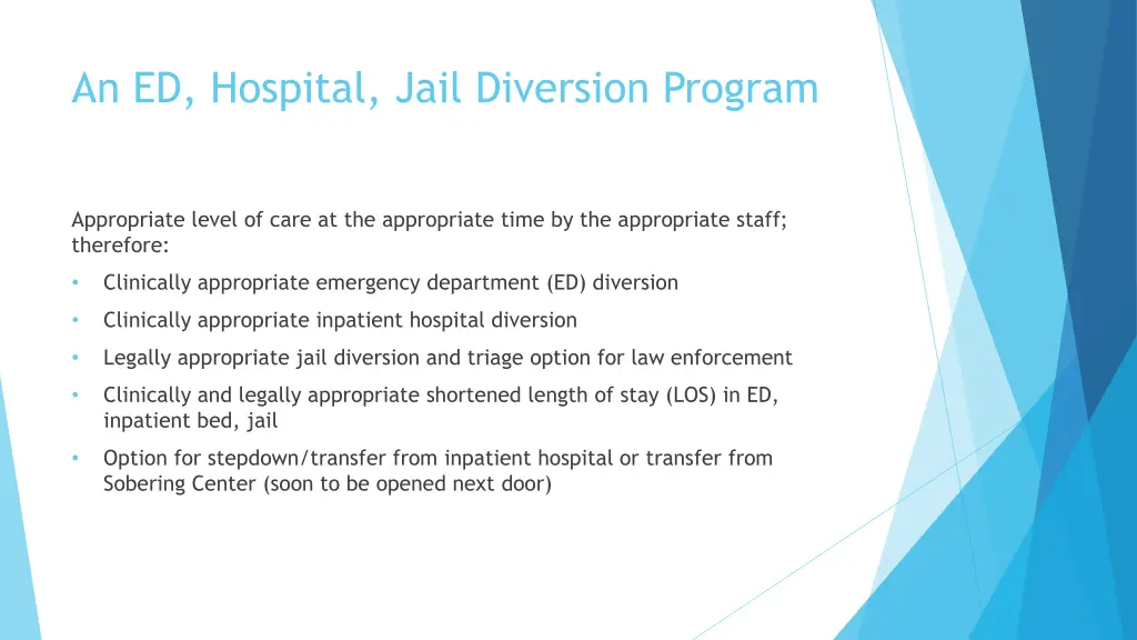 an ed hospital jail diversion program