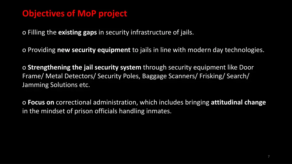 objectives of mop project