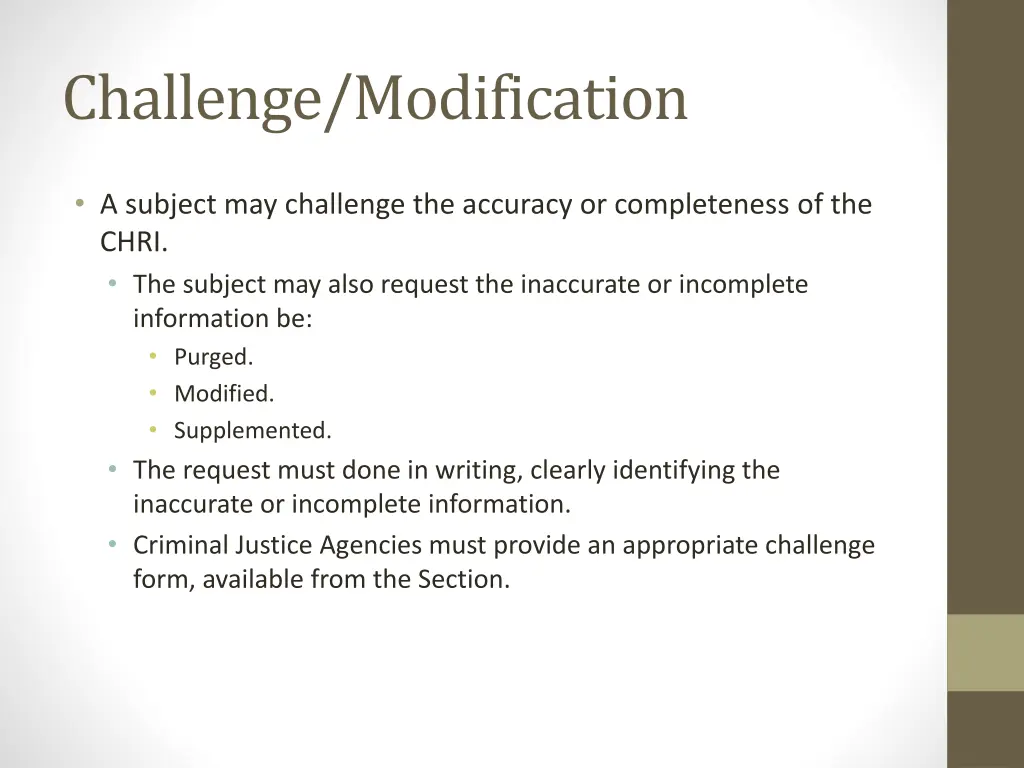 challenge modification