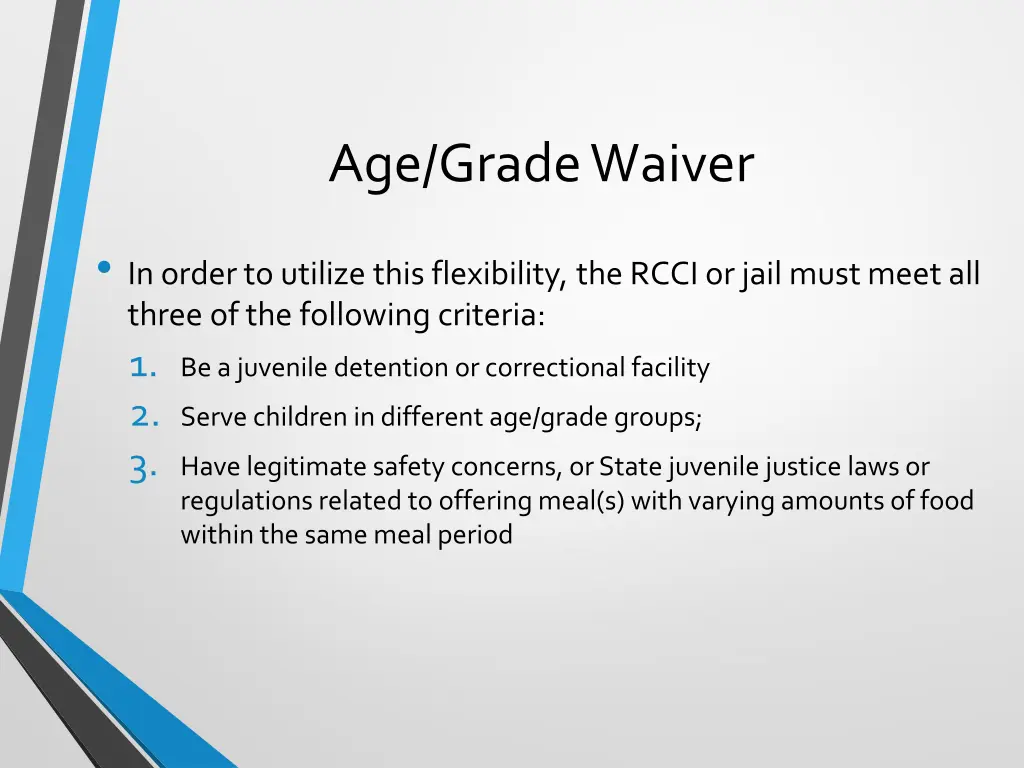 age grade waiver 1