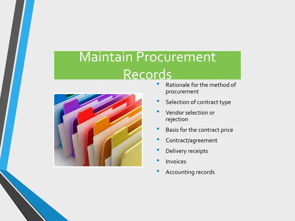 maintain procurement records