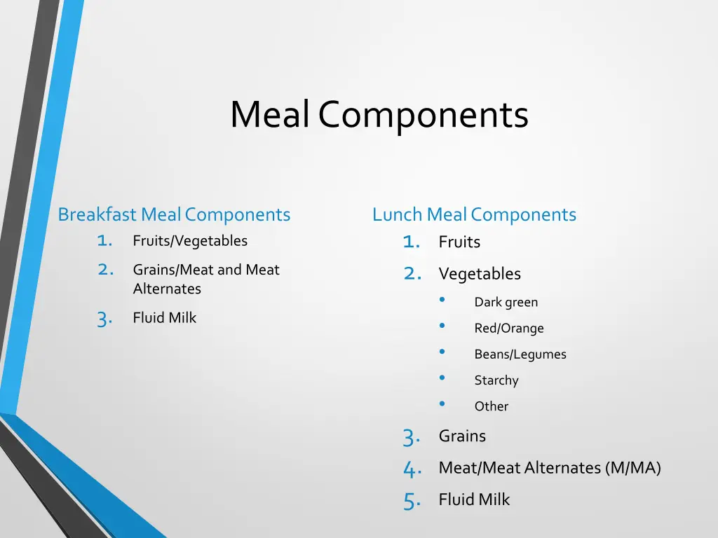 meal components