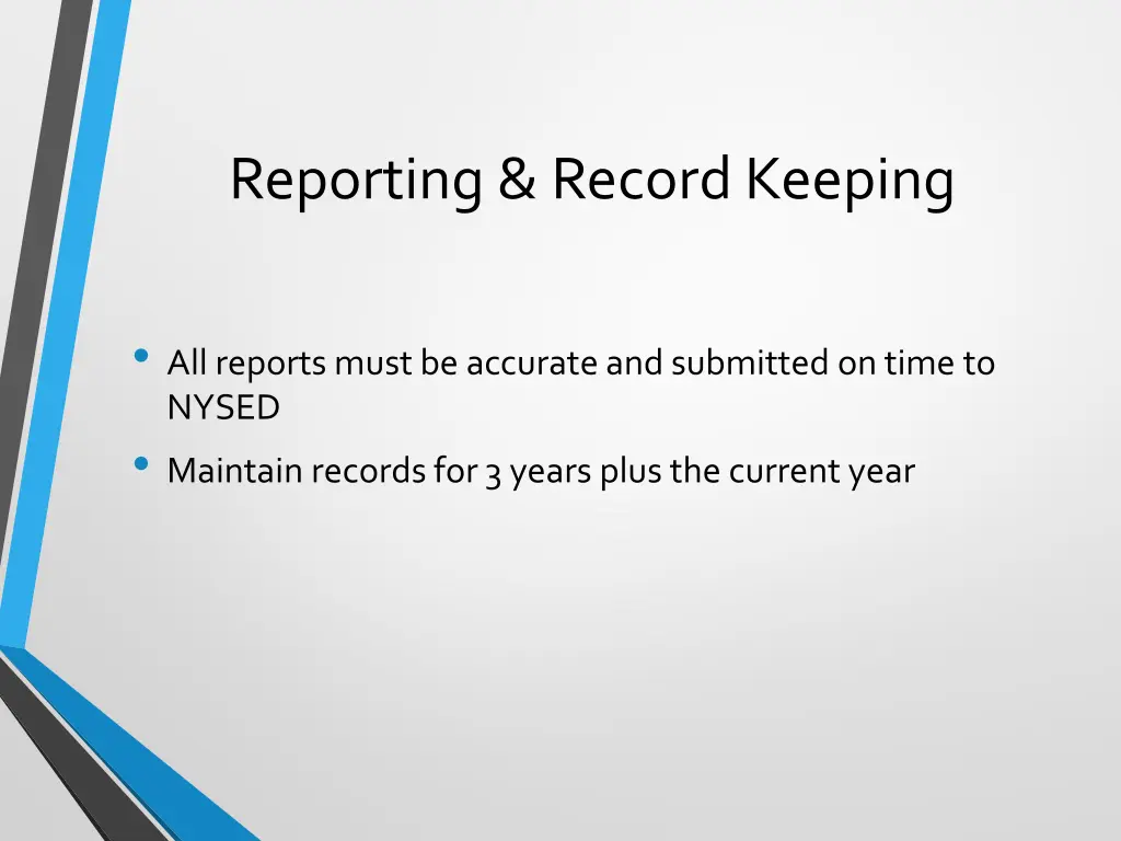 reporting record keeping