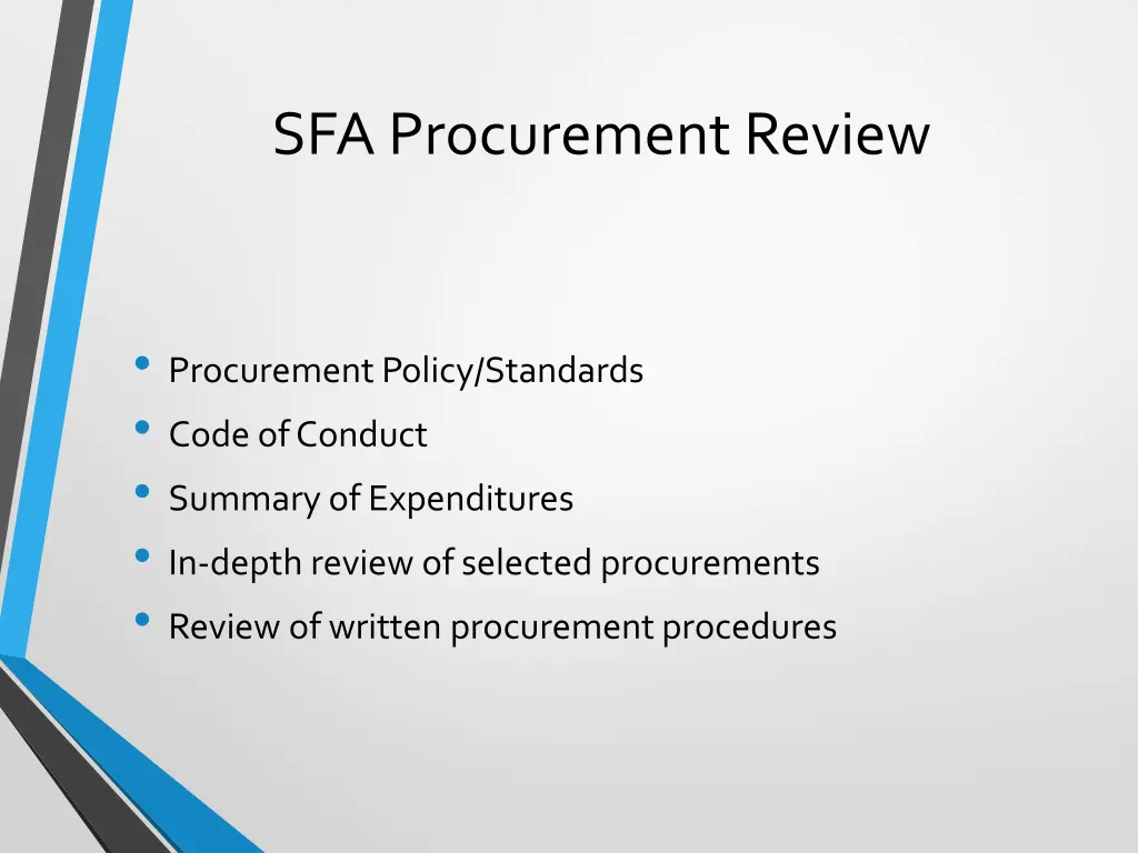 sfa procurement review