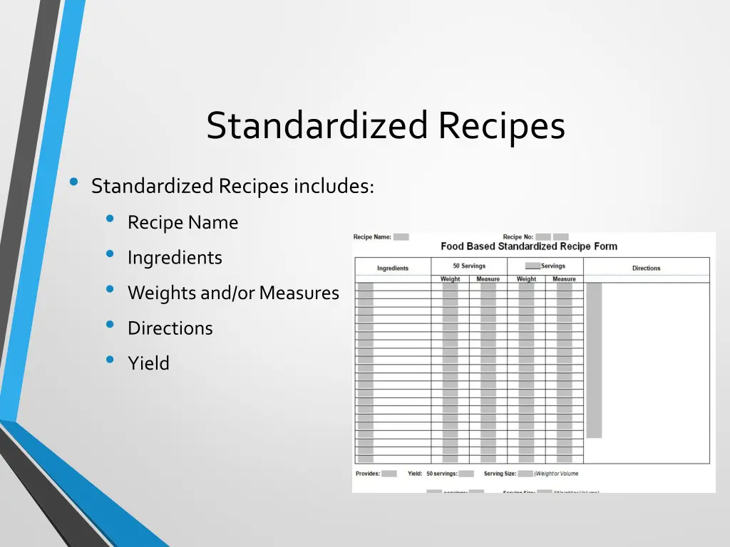 standardized recipes standardized recipes