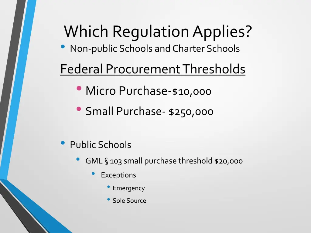 which regulation applies non public schools