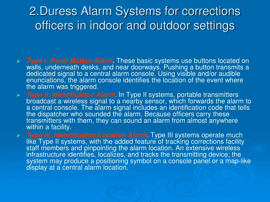 2 duress alarm systems for corrections officers