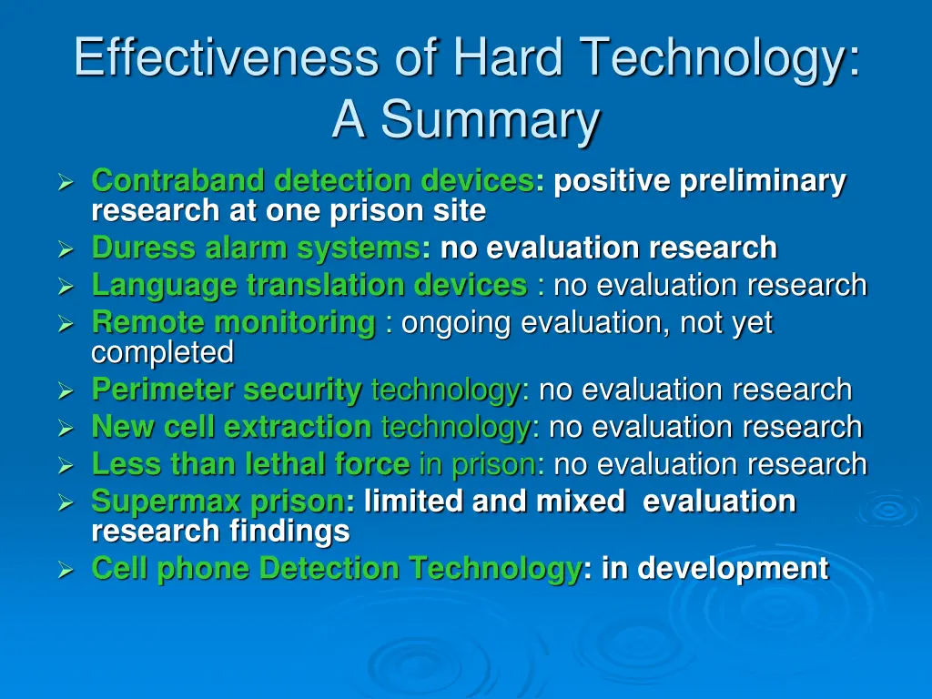 effectiveness of hard technology a summary