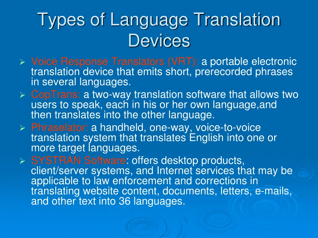 types of language translation devices