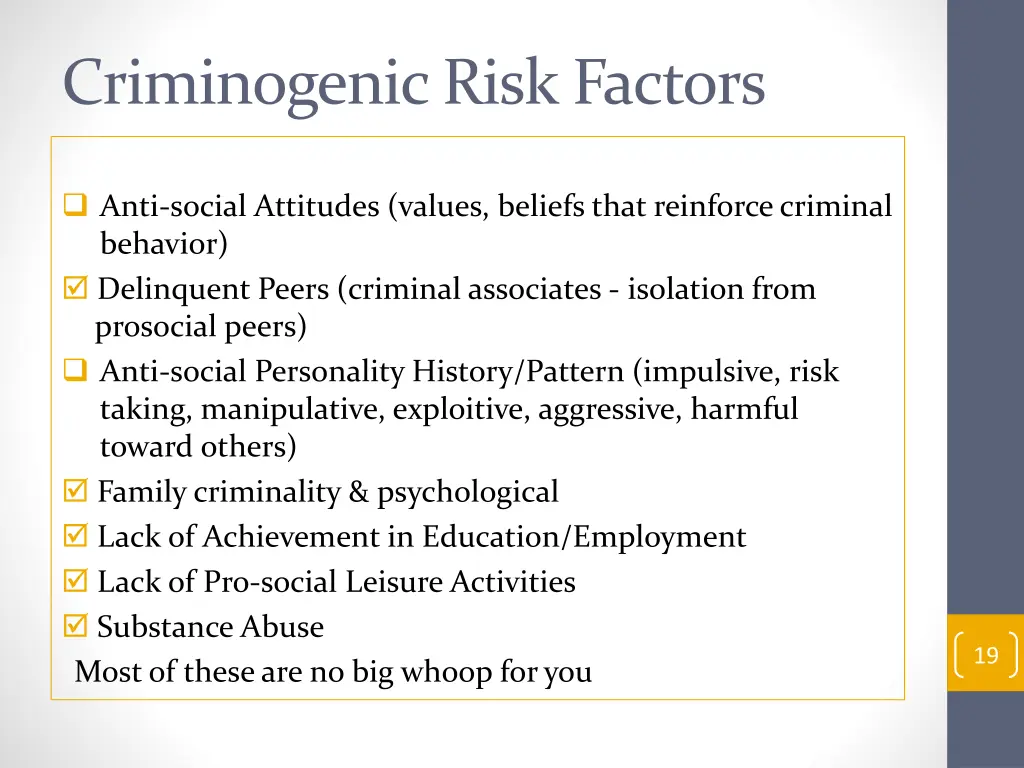 criminogenic risk factors