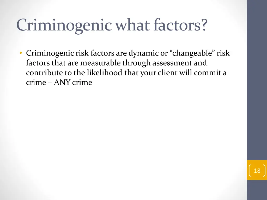 criminogenic what factors