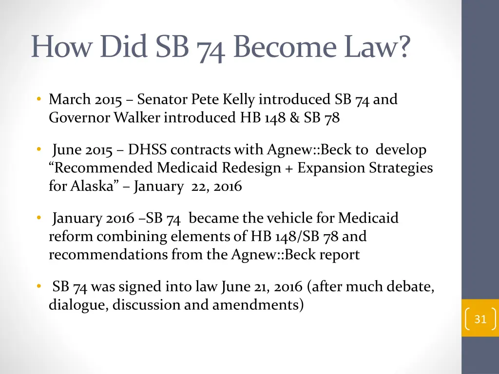 how did sb 74 become law