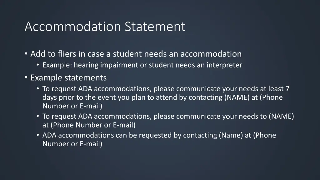 accommodation statement