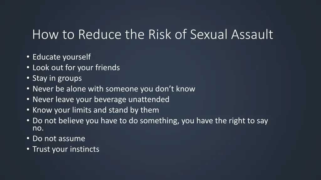 how to reduce the risk of sexual assault