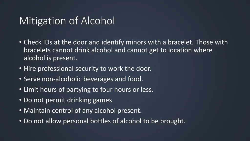 mitigation of alcohol