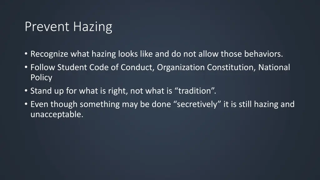 prevent hazing